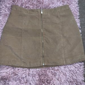 Khaki zip up skirt
